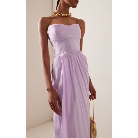 Lela Rose Draped Satin-Crepe Strapless Gown - Picture 2 of 10